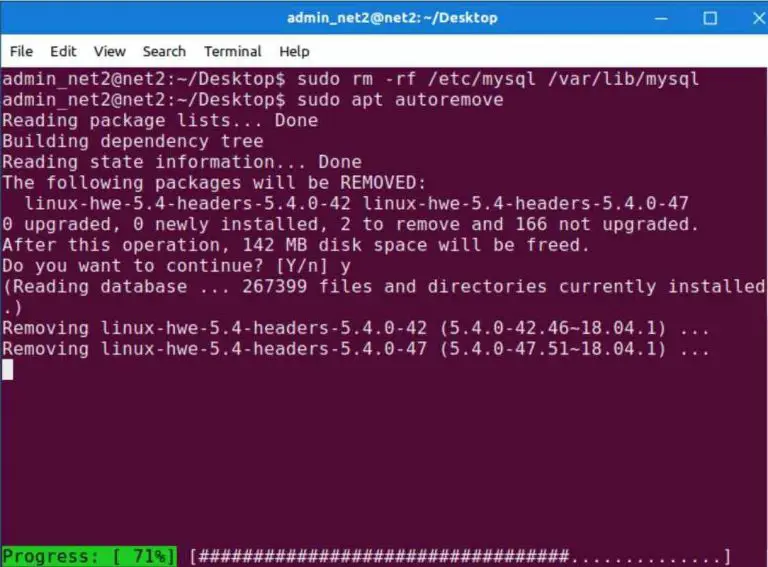 Remove MySQL database from your Ubuntu 2